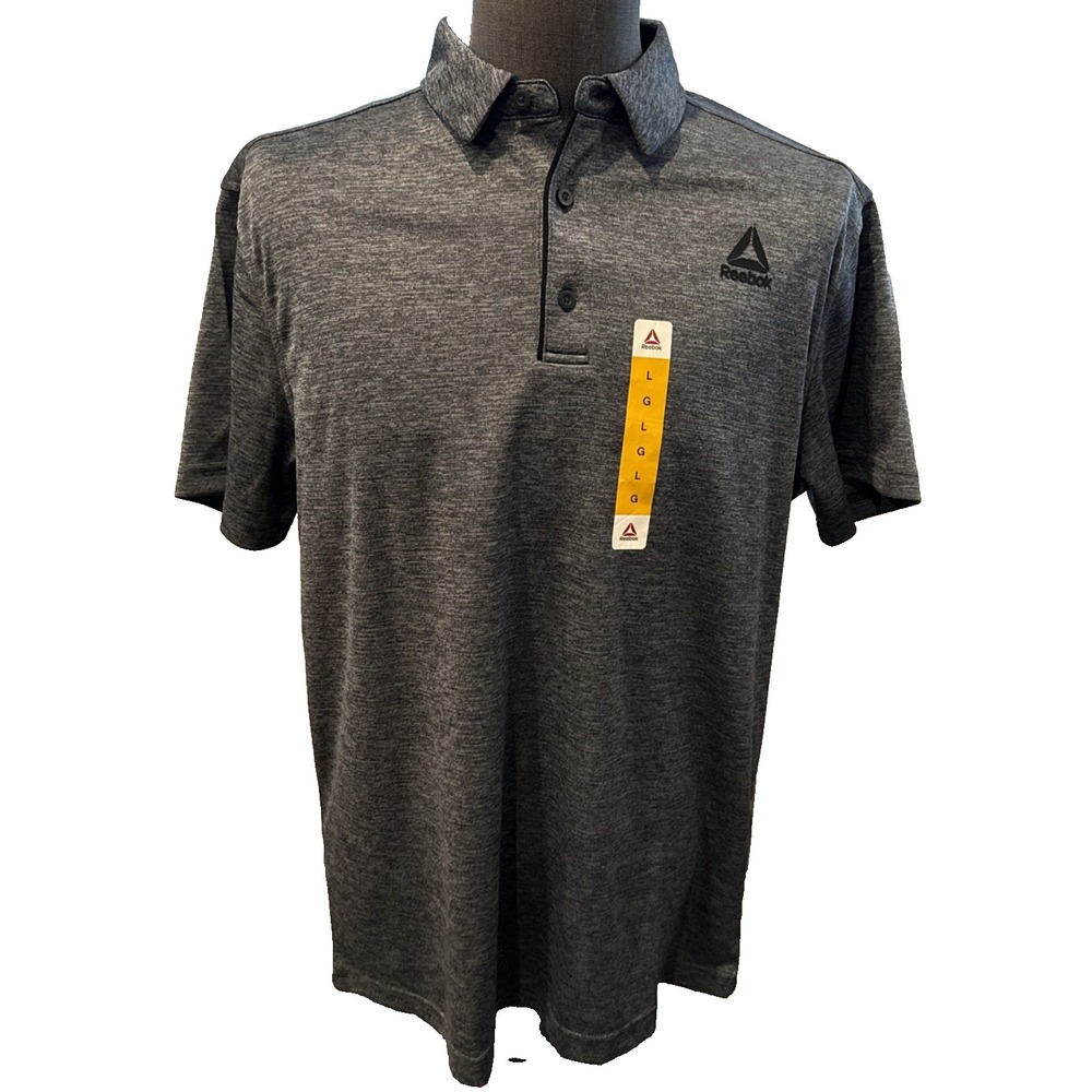 Reebok Short Sleeve Polo Shirt “Ebony Heather” Dark Gray Large - NWTs